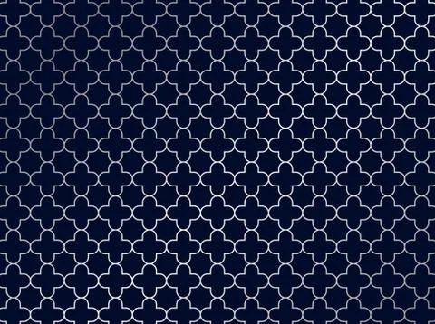 Abstract silver moroccan pattern on blue background. Stock Illustration