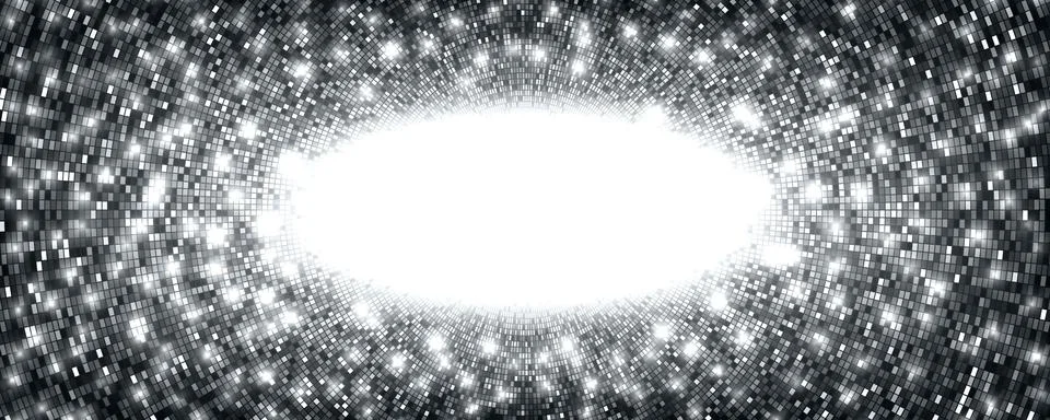 Abstract silver mosaic disco sequin pattern. Luxurious grey glittering halftone Stock Illustration