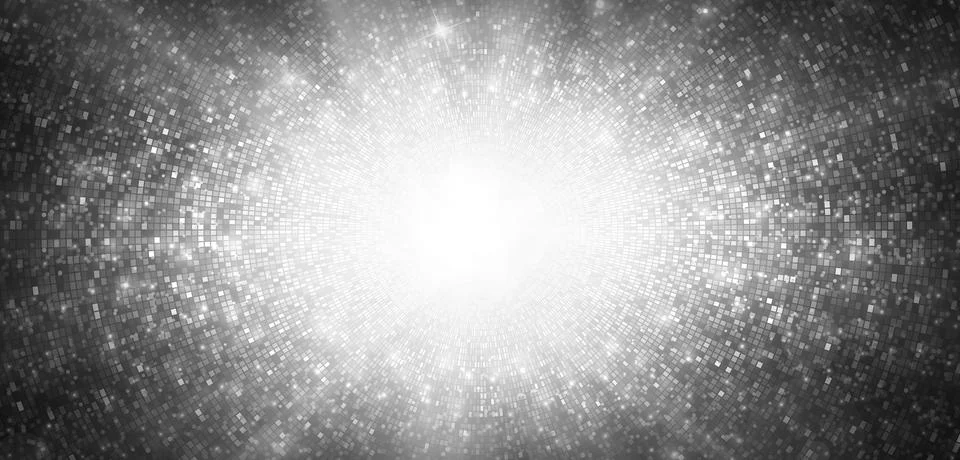 Abstract silver mosaic disco sequin pattern. Luxurious grey glittering halftone Stock Illustration