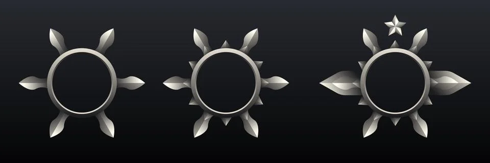 Abstract silver round border game avatar gui frames template Stock Illustration