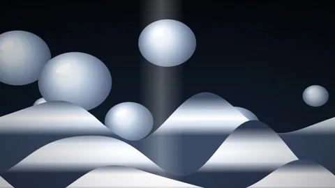 Abstract Silver Spheres and Waves Moving on Dark Background Vídeos de archivo 348062188