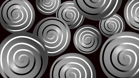 Abstract silver spiral discs stacked in layered swirling metallic rotation Stock Footage 321355219