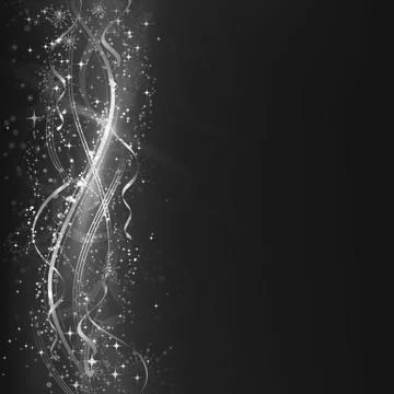 Abstract silver wave border, pattern with stars Illustrazione stock