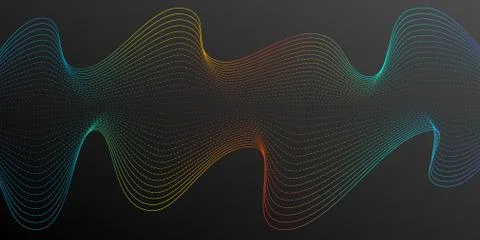 Abstract simple background rainbow line on black gradient backdrop Stock Illustration