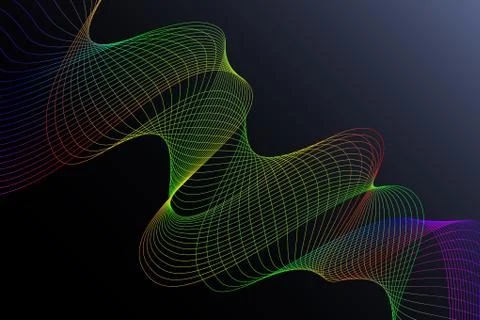 Abstract simple background rainbow line on black gradient backdrop Stockillustratie