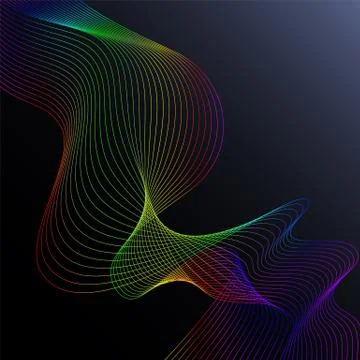 Abstract simple background rainbow line on black gradient backdrop Stock Illustration