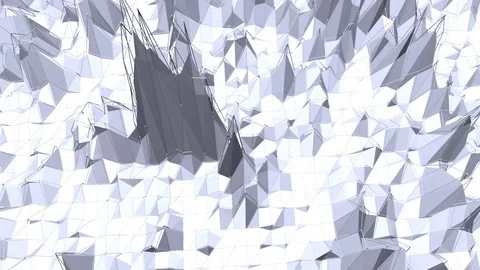 Abstract simple black and white low poly waving 3D surface as molecular Stock Footage