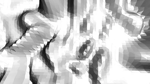 Abstract simple black and white low poly waving 3D surface as cybernetic Stock Footage