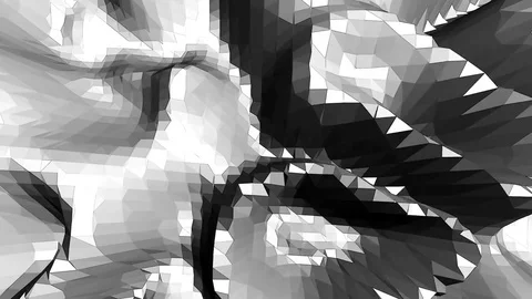 Abstract simple black and white low poly waving 3D surface as youth background Stock Footage