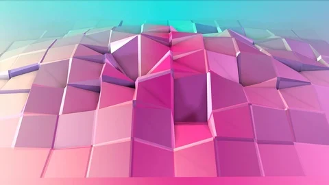 Abstract simple blue pink low poly 3D surface as fantasy background. Soft Stock Footage