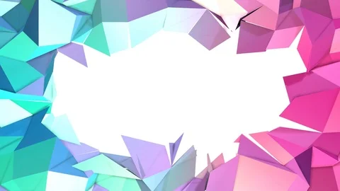 Abstract simple blue pink low poly 3D split surface as crystal grid. Soft Stock Footage