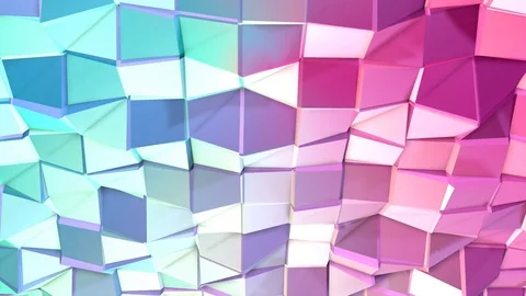 Abstract simple blue pink low poly 3D surface as CG background. Soft geometric Stock Footage
