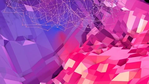 Abstract simple blue red low poly 3D surface as elegant background. Soft Stock Footage