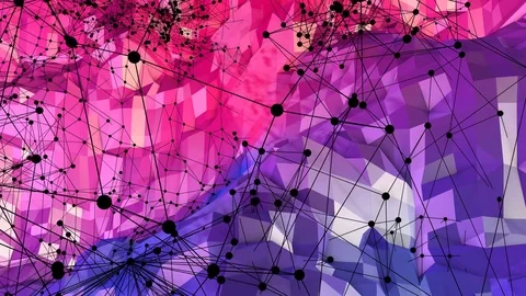 Abstract simple blue red low poly 3D surface as computer environment. Soft Stock Footage