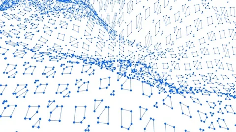 Abstract simple blue waving 3D grid or mesh as mathematical visualization. Blue Stock Footage