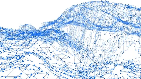 Abstract simple blue waving 3D grid or mesh as futuristic relief. Blue geometric Stock Footage