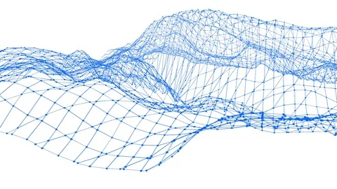 Abstract simple blue waving 3D grid or mesh as geometric mesh. Blue geometric Stock Footage