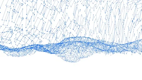 Abstract simple blue waving 3D grid or mesh as fantastic landscape. Blue Stock Footage