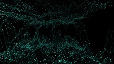 Abstract simple blue waving 3D grid or mesh as shining environment. Blue Stock Footage