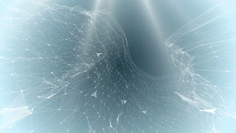 Abstract simple blue waving grid or mesh as futuristic landscape. Abstract Stock Footage 113603889