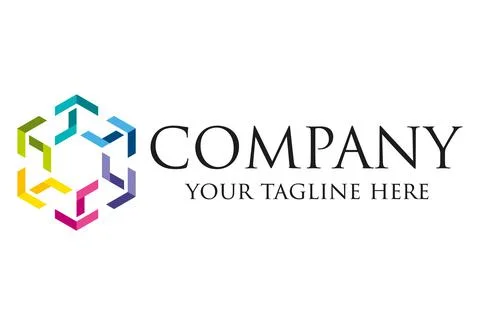 Abstract Simple Colorful Hexagonal Line Art Logo Design	 Stock Illustration