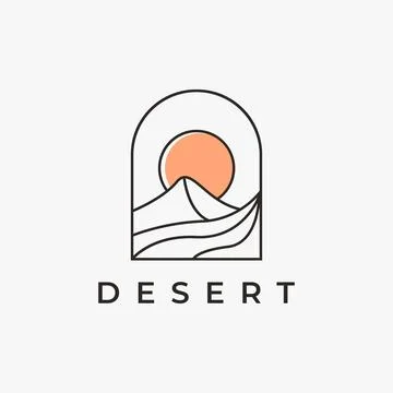Abstract simple desert logo with lineart style on white background Stock Illustration