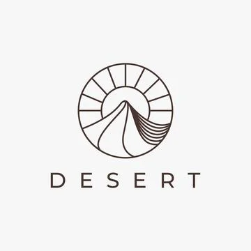 Abstract simple desert logo with lineart style on white background Stock Illustration