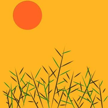 Abstract simple design tree and sun Stock Illustration