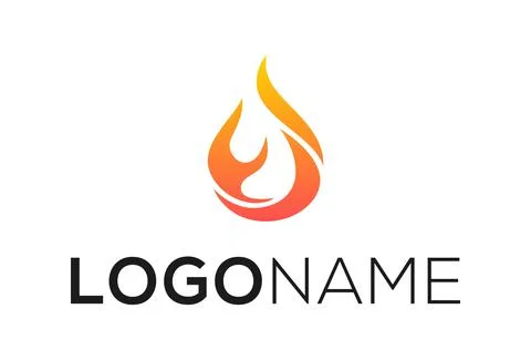 Abstract Simple Elegant Red Burn Flame Fire Logo Design	 Stock Illustration