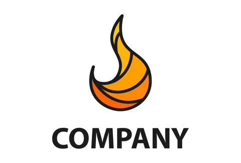 Abstract Simple Elegant Red Burn Flame Fire Logo Design	 Stock Illustration