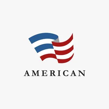 Abstract Simple Flag Logo icon of United States of America, USA Stock Illustration