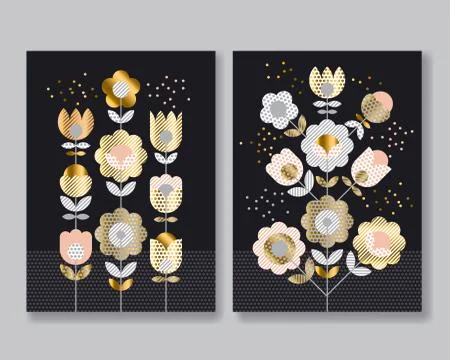 Abstract simple folk style elegant floral surface design for card or poster.  Illustrazione stock