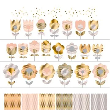 Abstract simple folk style elegant floral pattern for surface design. Concept Stockillustratie