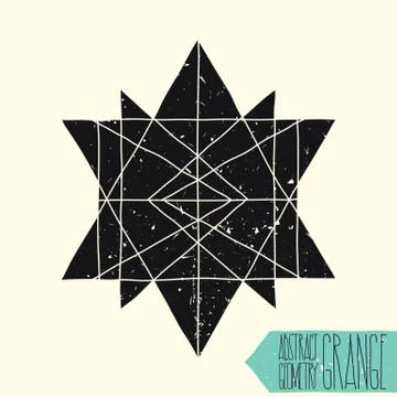 Abstract simple geometric figure with polygon, handwork font Stock Illustration