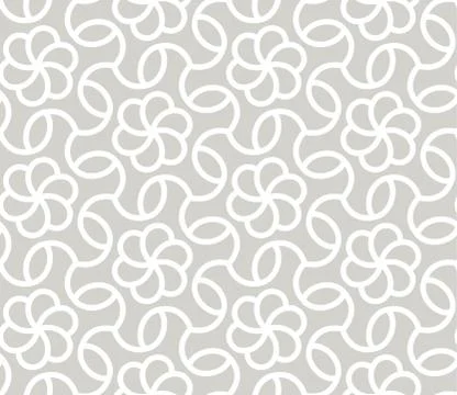 Abstract simple geometric vector seamless pattern with white line floral texture Stock Illustration