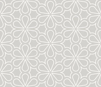 Abstract simple geometric vector seamless pattern with white line floral texture Stock Illustration
