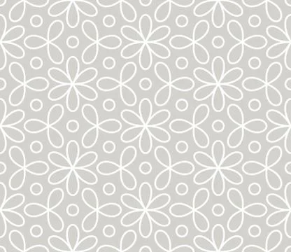 Abstract simple geometric vector seamless pattern with white line floral texture Illustrazione stock