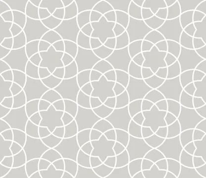 Abstract simple geometric vector seamless pattern with white line floral texture Stock Illustration