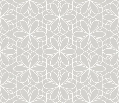 Abstract simple geometric vector seamless pattern with white line floral texture Illustrazione stock