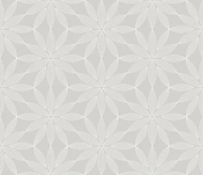 Abstract simple geometric vector seamless pattern with white line floral texture Stock Illustration