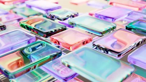 Abstract Simple glass rectangular shapes. Realistic multicolor geometric forms Stock Footage 238017661