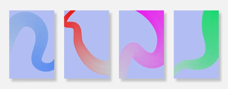 Abstract simple gradient wave fluid poster background set Stockillustratie