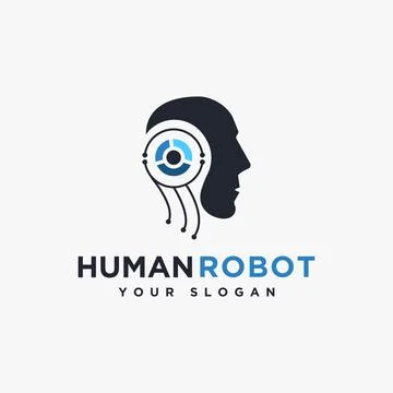 Abstract simple Human robot logo icon vector template on white Stock-Illustration