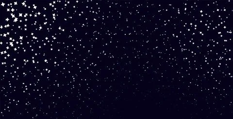 Abstract simple illustration on black backdrop. Decoration starry elements. Stock Illustration