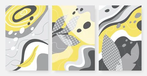 Abstract simple leaf, minimal dot line shape, template background for social Stock Illustration