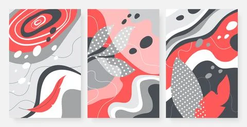 Abstract simple leaf, minimal dot line shape, template background for social Stock Illustration