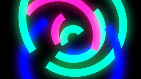 Abstract simple linear dynamic colorful circles in motion Stock Footage 90805512