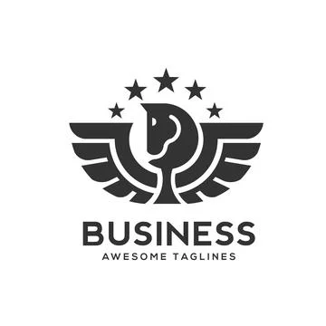 Abstract simple Pegasus with star logo vector Stock Illustration