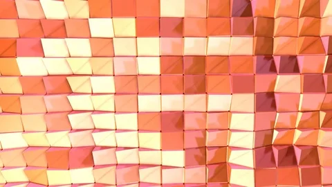 Abstract simple pink orange low poly 3D surface as surreal terrain. Soft Stock Footage