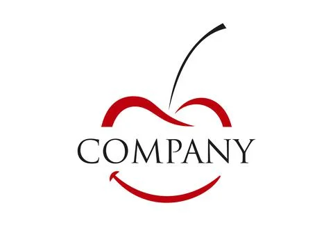 Abstract Simple Red Smile Cherry Logo Design	 Stock Illustration